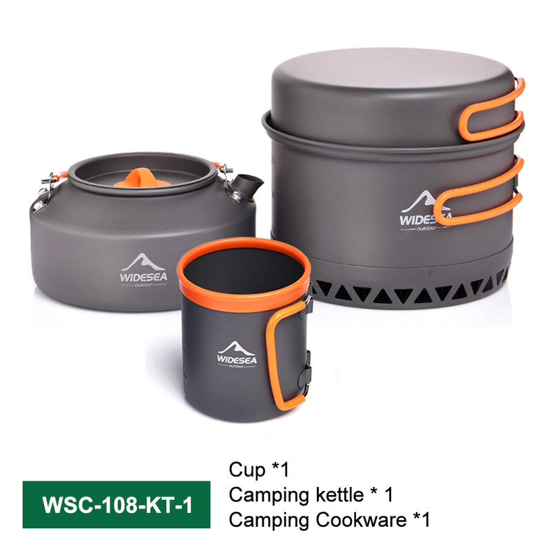 Laden Sie das Bild in Galerie -Viewer, Outdoor-Camping-Kochgeschirr-Set – Töpfe, Wasserkocher & Kaffeetasse