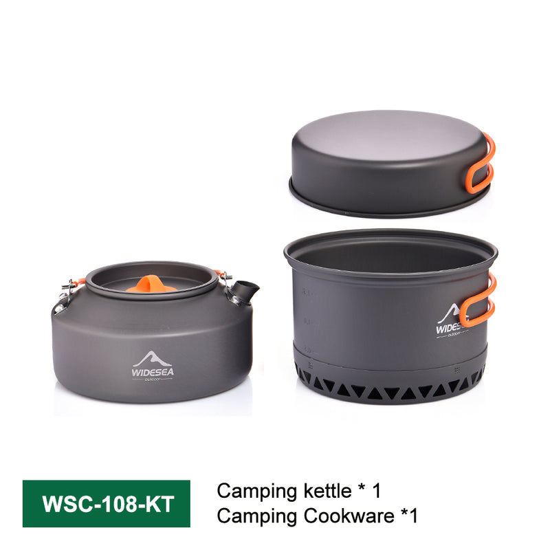 Laden Sie das Bild in Galerie -Viewer, Outdoor-Camping-Kochgeschirr-Set – Töpfe, Wasserkocher & Kaffeetasse