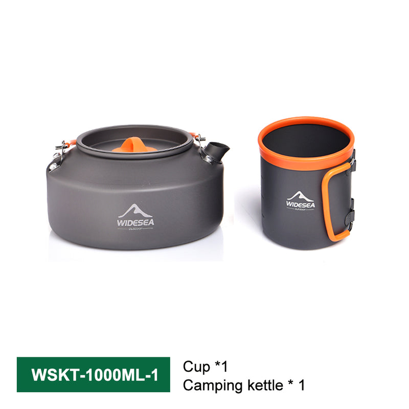 Laden Sie das Bild in Galerie -Viewer, Outdoor-Camping-Kochgeschirr-Set – Töpfe, Wasserkocher & Kaffeetasse