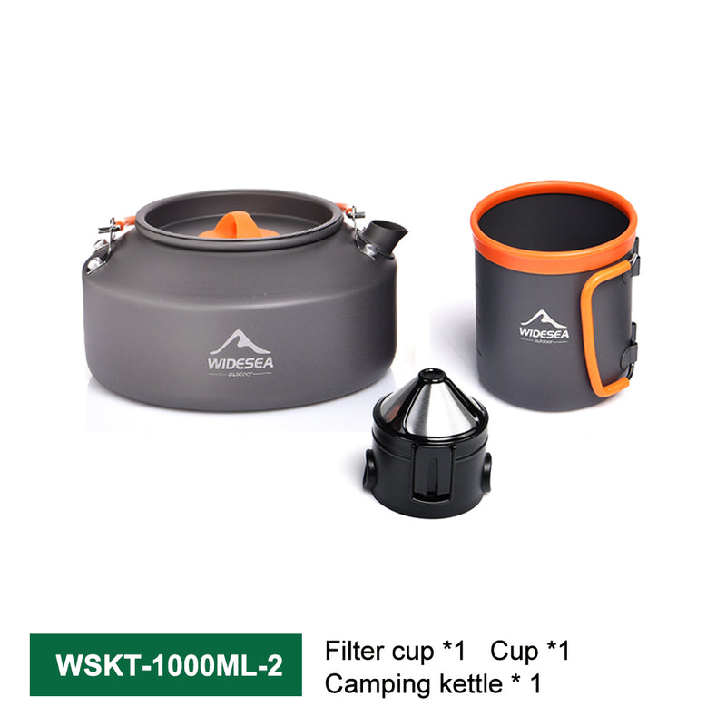 Laden Sie das Bild in Galerie -Viewer, Outdoor-Camping-Kochgeschirr-Set – Töpfe, Wasserkocher & Kaffeetasse