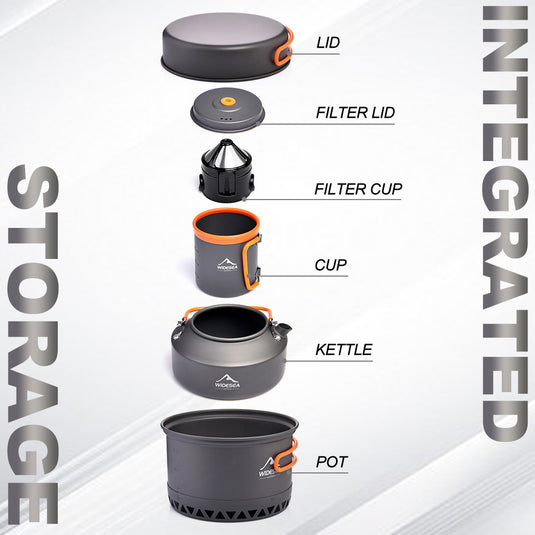 Outdoor-Camping-Kochgeschirr-Set – Töpfe, Wasserkocher & Kaffeetasse
