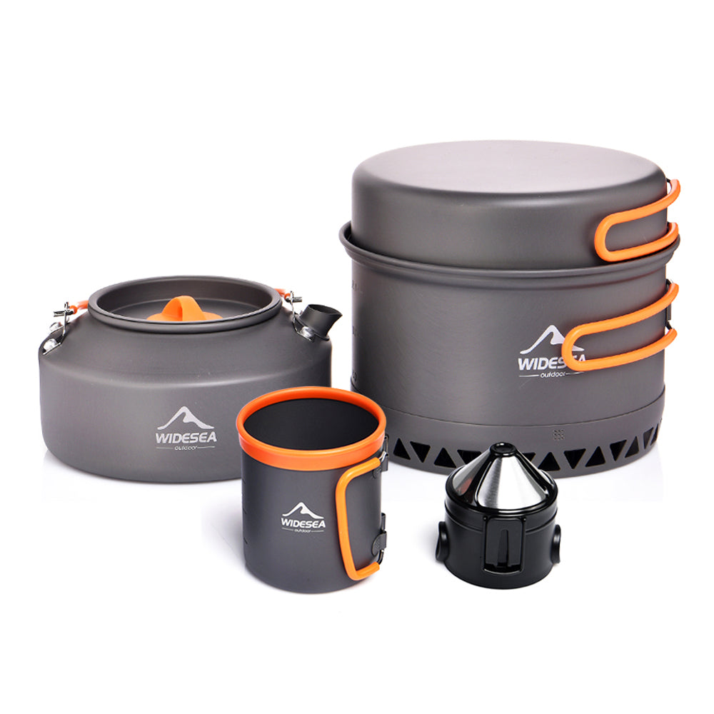 Outdoor Camping Cookware Set – Pots, Kettle Coffee Cup