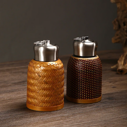 Vintage 280ML Pure Handmade Bamboo Woven Thermos Cup