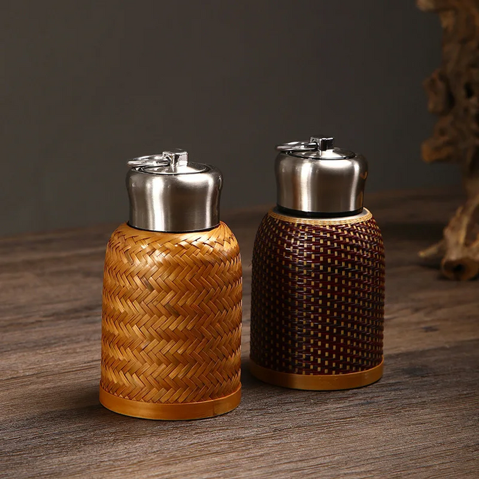 Vintage 280ML Pure Handmade Bamboo Woven Thermos Cup