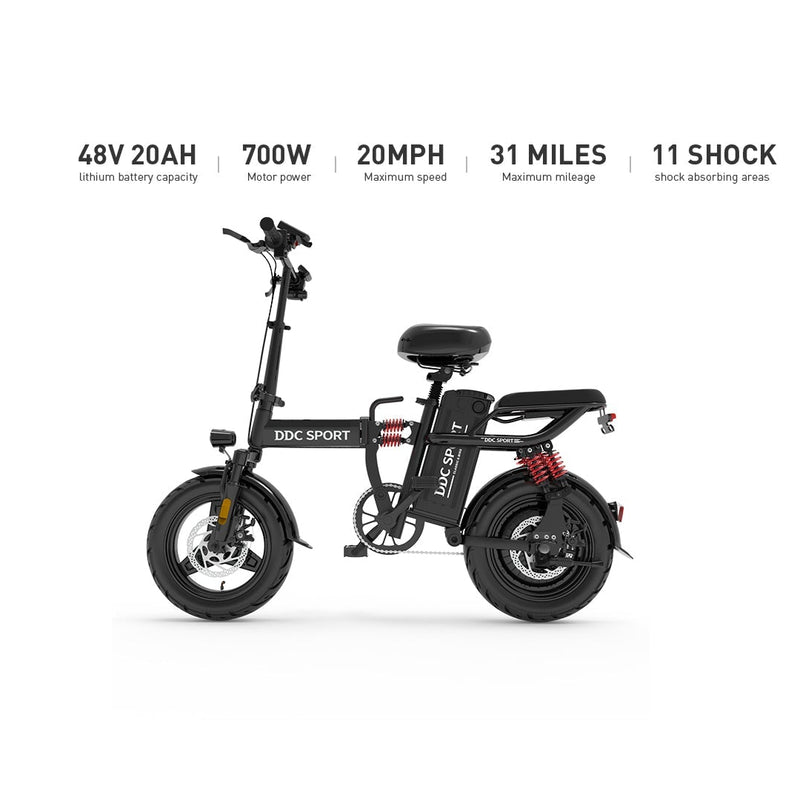 Load image into Gallery viewer, 700W 48V/20Ah Folding Electric Bike for Adults
