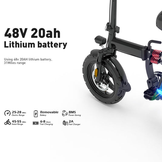 700W 48V/20Ah Folding Electric Bike for Adults