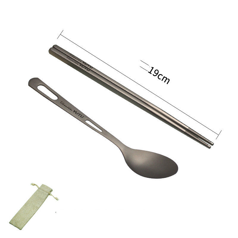 Load image into Gallery viewer, Set of stainless steel spoon, chopsticks, and pouch on a white background
