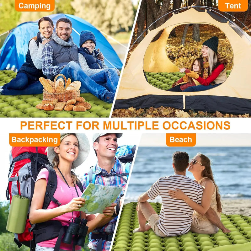 Load image into Gallery viewer, Double Camping Air Mattress – Inflatable Sleeping Pad with Pillow
