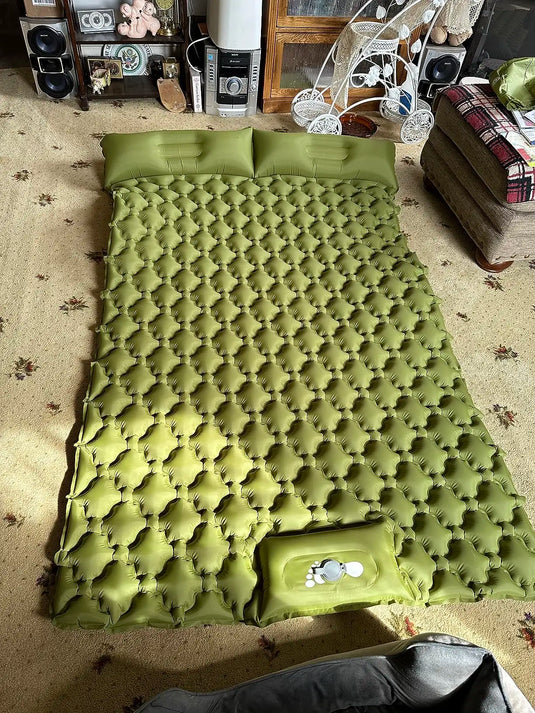 Double Camping Air Mattress – Inflatable Sleeping Pad with Pillow