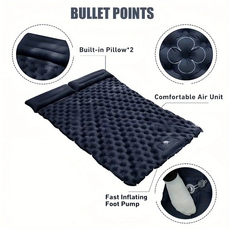Load image into Gallery viewer, Double Camping Air Mattress – Inflatable Sleeping Pad with Pillow
