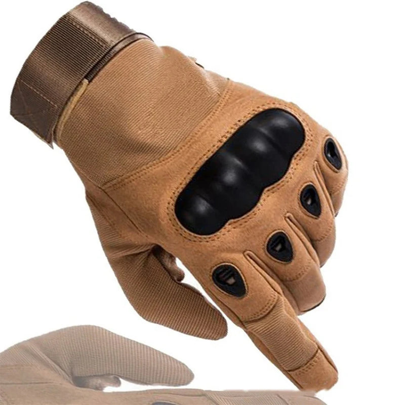 Load image into Gallery viewer, Tan tactical glove with black accents on a white background
