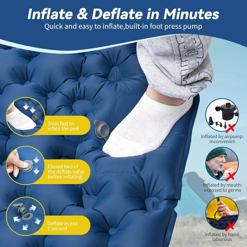 Load image into Gallery viewer, Double Camping Air Mattress – Inflatable Sleeping Pad with Pillow
