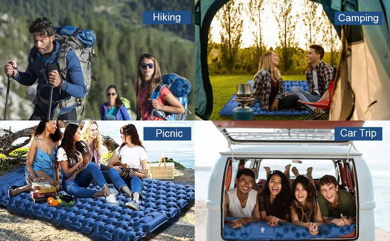 Load image into Gallery viewer, Double Camping Air Mattress – Inflatable Sleeping Pad with Pillow
