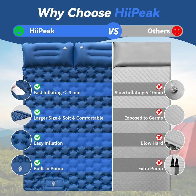 Load image into Gallery viewer, Double Camping Air Mattress – Inflatable Sleeping Pad with Pillow
