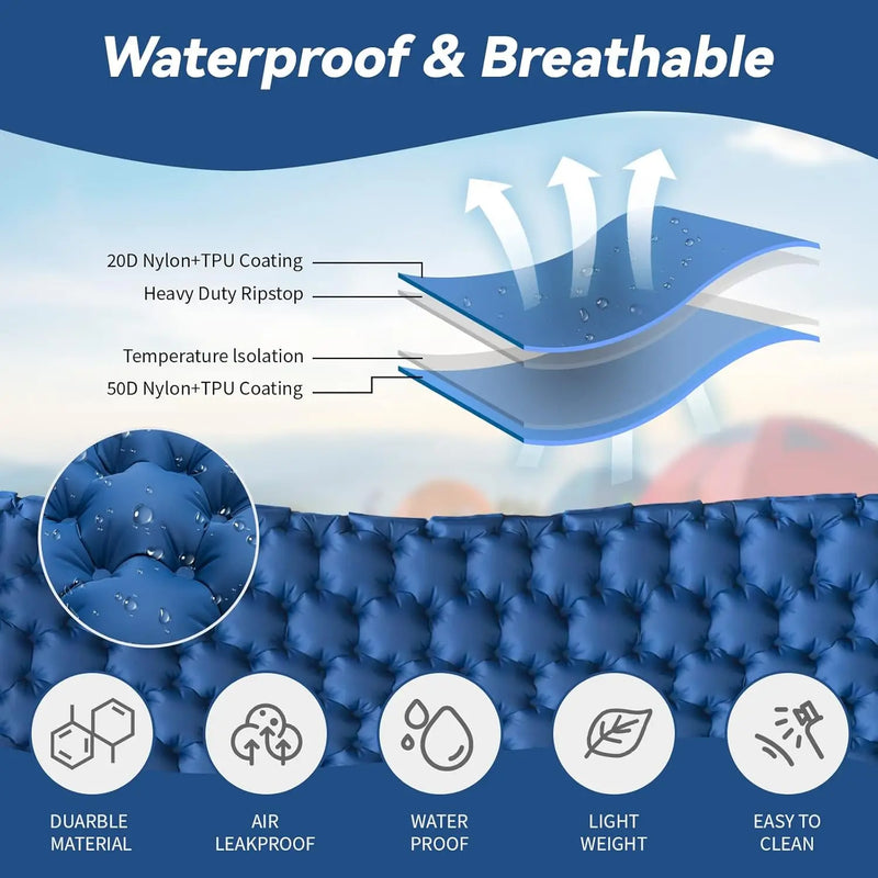 Load image into Gallery viewer, Double Camping Air Mattress – Inflatable Sleeping Pad with Pillow
