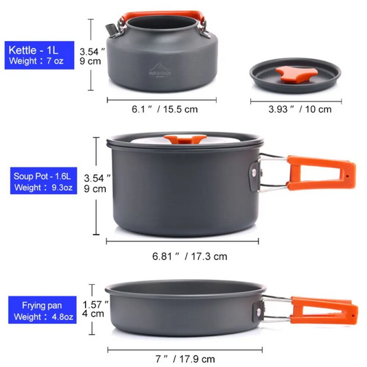 camping cookware set different sizes