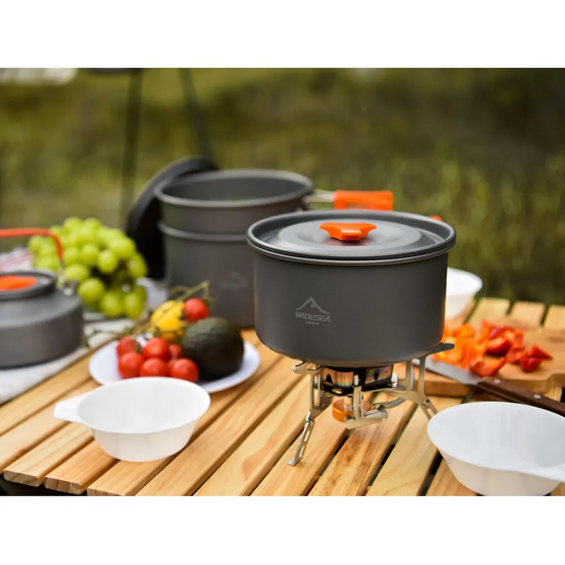 Load image into Gallery viewer, camping cookware set in use
